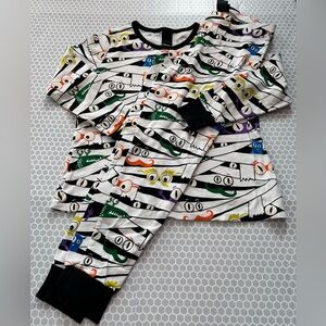 Hyde and EEK Halloween Mummy Print Pajama Set - Black & Multi. Size L